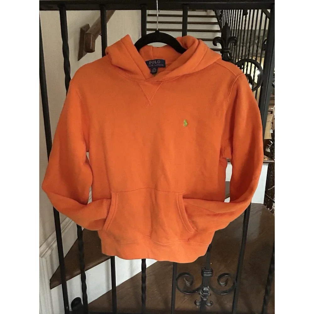 Boy's Size 14-16 Ralph Lauren Polo Sweatshirt Pullover Orange Long Sleeves